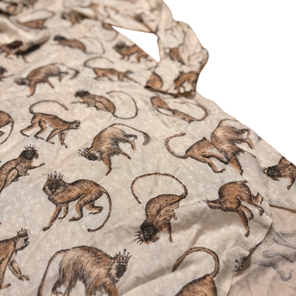 H&M Monkey Print Tie Neck Shift Dress Size 2 Cream Jacquard Rare Discontinued - Picture 11 of 16